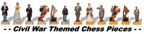 civil war hand painted chess pieses